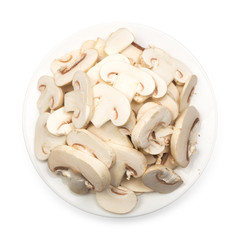 Champignons on plate isolated