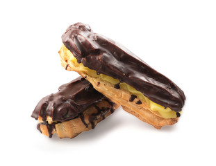 Chocolate eclair isolated