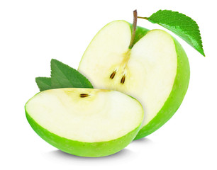 apple green slice isolated on white background