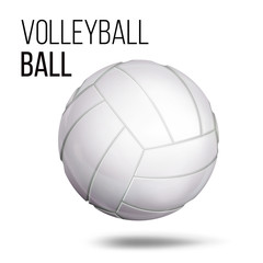 White Volleyball Ball Isolated Vector. Realistic Illustration