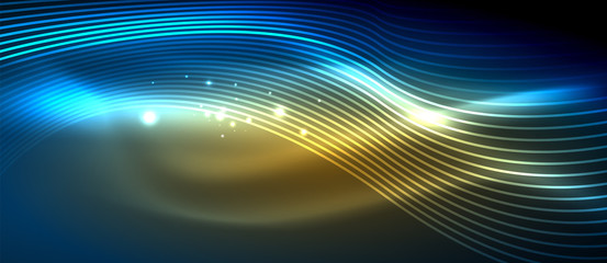 Glowing abstract wave on dark, shiny motion