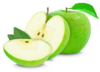 apple green slice isolated on white background