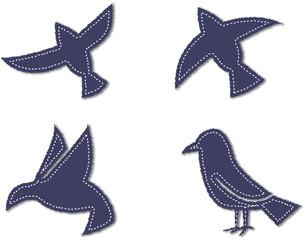 鳥　ワッペン風