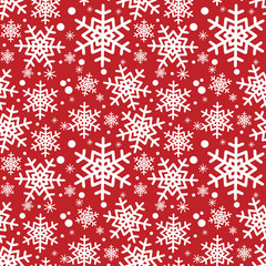 Naklejka na ściany i meble Winter vector pattern with small and big snowflakes.