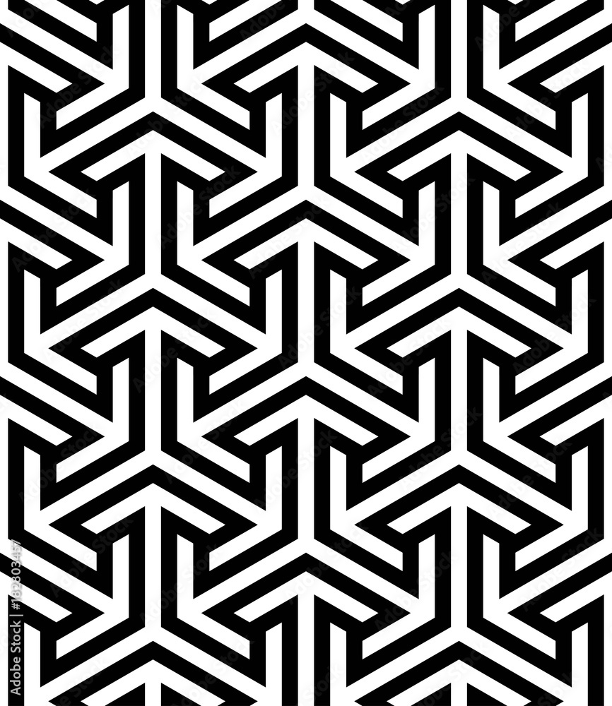 Wall mural vector seamless texture. modern geometric background. monochrome repeating pattern with hexagonal ti