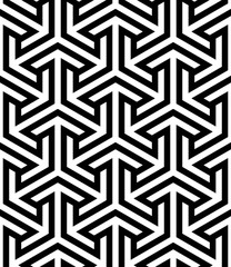 Vector seamless texture. Modern geometric background. Monochrome repeating pattern with hexagonal tiles.