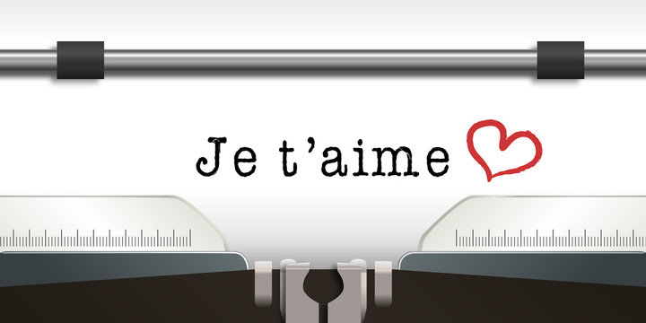je t’aime - amour - amoureux - romantique - message - St Valentin - aimer - concept - cœur - machine à écrire