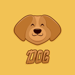 Head of dog on yellow background