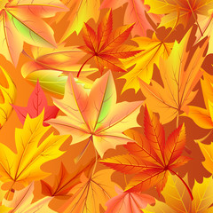 Naklejka na ściany i meble Seamless Pattern with Autumn Yellow Leaves, Aging