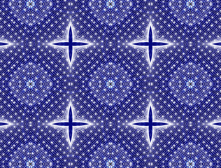 blue abstract background of particles. 3d rendering. kaleidoscope ornament