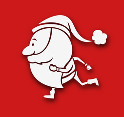 Santa claus running on a red background, vector illustration.