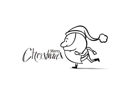 Santa claus running on a white background, vector illustration.