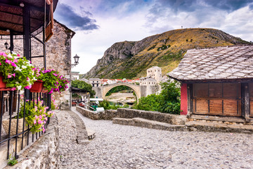 Fototapeta na wymiar Mostar, Stari Most bridge in Bosnia and Herzegovina