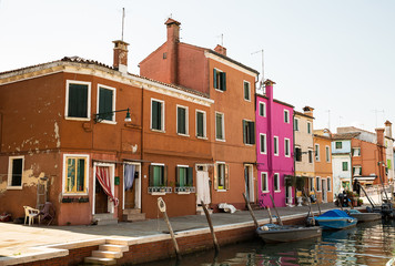 Fototapeta na wymiar Colorful houses in Burano island , Italy