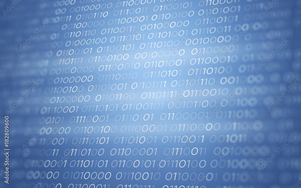 Aufkleber 3d blue binary code abstract futuristic information technology illustration render background