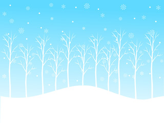 Fototapeta na wymiar Blue and white winter forest background