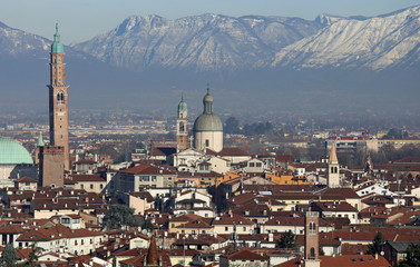 view of VICENZA City in Italy and the most famous tower and the