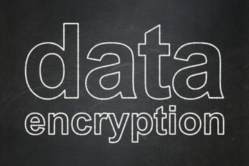 Privacy concept: text Data Encryption on Black chalkboard background