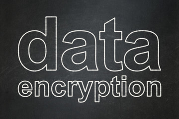 Obraz premium Privacy concept: text Data Encryption on Black chalkboard background