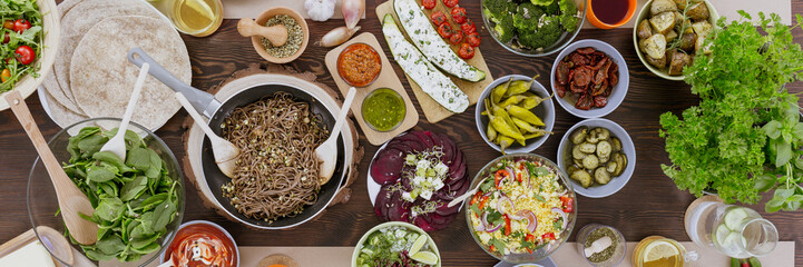 Healthy vegetarian dishes close-up