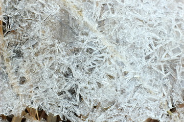 landscape with dry grass covered with crystals of ice