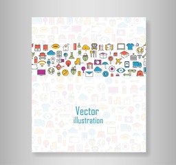 Book all line icons color of technology school logistics internet tour planning and fashion icons,Modern infographic vector logo