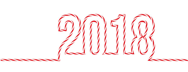 Glückwunschkarte,
Silvester Banner, Neues Jahr 2018, aus Kordelschnur 
Grafik Illustration isoliert auf weißem Hintergrund