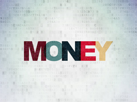 Finance concept: Painted multicolor text Money on Digital Data Paper background