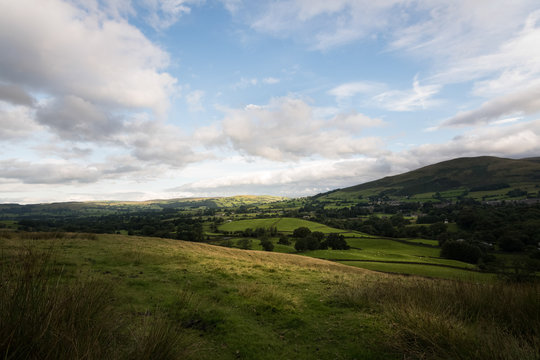 Green countryside of England around Sedbergh town