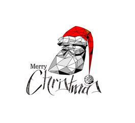 3D wireframe render funny cartoon character of Santa Claus, happy christmas icon, happy Grandpa isolated on white background