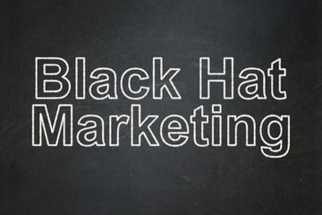Business concept: text Black Hat Marketing on Black chalkboard background