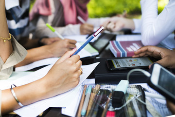 Group of students studying together