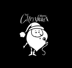 Santa Claus is singing Christmas songs, vector background.