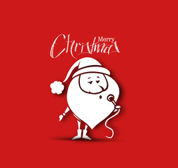 Santa Claus is singing Christmas songs, vector background.