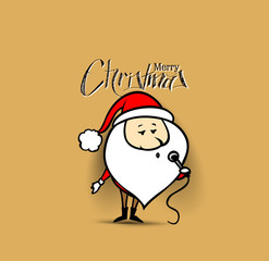 Santa Claus is singing Christmas songs, vector background.