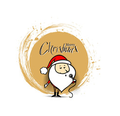 Santa Claus is singing Christmas songs, vector background.