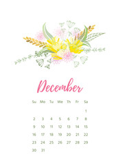 Printable 2018 Calendar with pretty colorful flowers