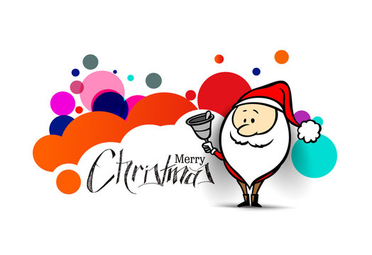 Santa Claus is Ringing Bell Christmas background, vector illustration.