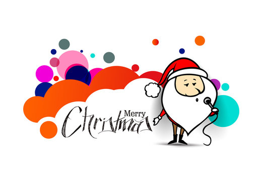 Santa Claus is singing Christmas songs, vector background.