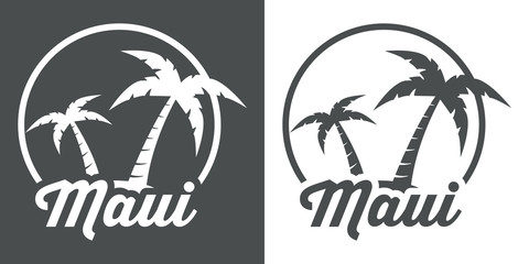 Icono plano Maui en isla gris y blanco