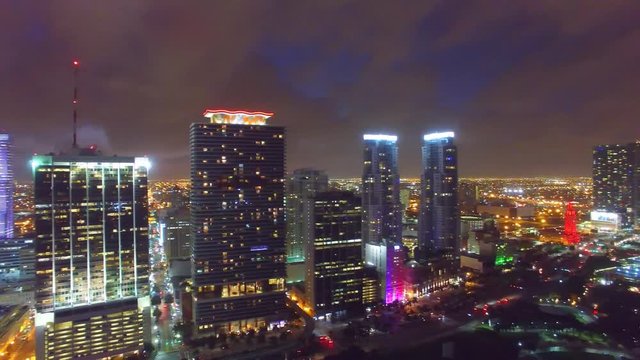 Downtown Miami at night, aerial view