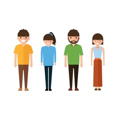 Set of style young people. in cartoon style Isolated on white background.