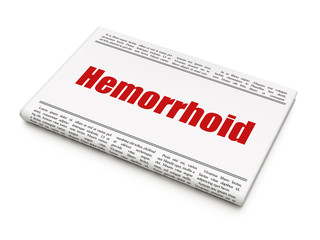 Health concept: newspaper headline Hemorrhoid on White background, 3D rendering