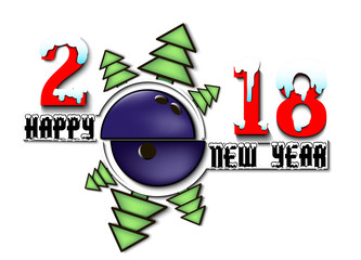 happy new year 2018 and bowling ball