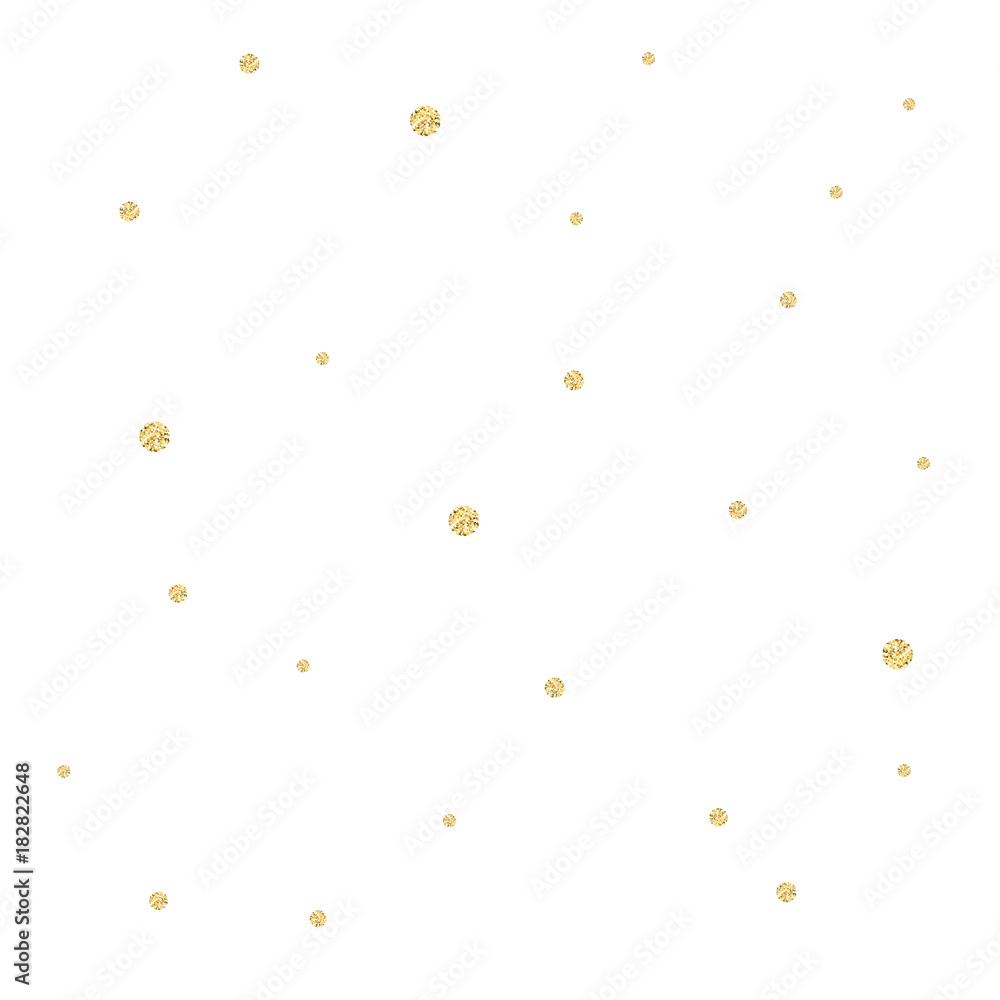 Poster Golden confetti pattern. Modern abstract vector seamless background with small gold texture dots . Perfect for festive party invitations, greeting cards and wrapping paper.