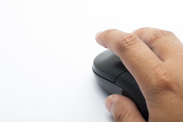 Hand holding a computer mouse