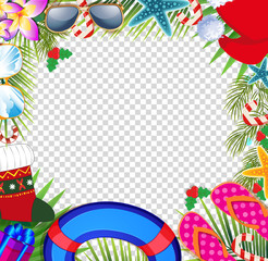 Merry christmas and happy new year border in a warm climate design style.