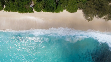 Aerial downward view of tropical beach