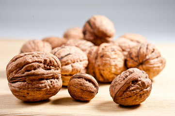 Large and small, whole and chopped walnuts