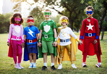 Superhero kids with superpowers - Powered by Adobe